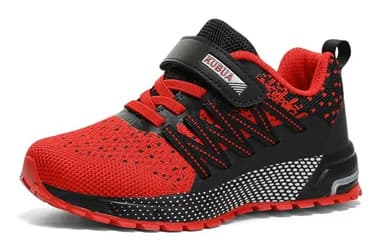 Kids Sneakers for Boys Girls Running Tennis Shoes Lightweight Breathable Sport Athletic A Black Red Size US 13 Little Kid - Image 2