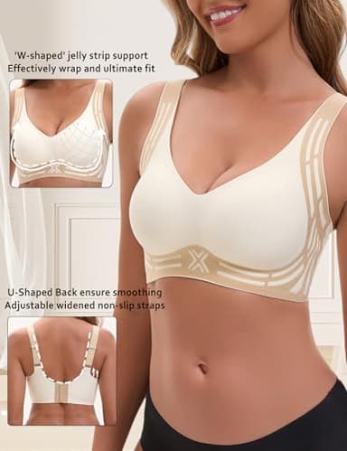 Bras for Women No Underwire Soft Supportive Comfortable Seamless Wireless Push Up Deep V Full Coverage Back Smoothing Everyday Stretch Lightly Tshirts Bras - Image 4