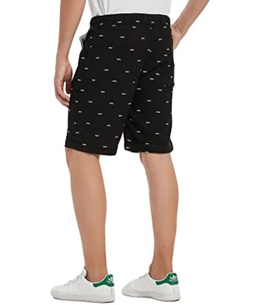 Janmid Men's Linen Short Casual Drawstring Summer Beach Floral Shorts for Men Black Fish 2XL - Image 5
