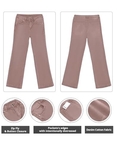 GRAPENT Women's 90s High Waisted Stretchy Bootcut Bell Bottom Jeans - Brown Vintage Wash Size 4/6 - Image 5