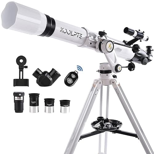 Telescope 90mm Aperture 900mm - Vertisteel AZ Mount Base, High Precision Adjustment, Magnification 45-450x, Wireless Remote, Phone Adapter - Ideal for Astronomy Enthusiasts and Beginners (White) - Image 1