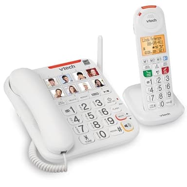 VTech SN5147 Amplified Corded/Cordless Senior Phone with Answering Machine, Call Blocking, 90dB Extra-Loud Visual Ringer, One-Touch Audio Assist on Handset up to 50dB, White - Image 8