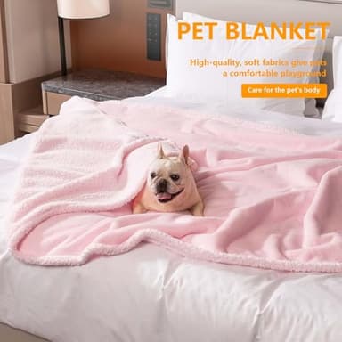 Maidewow Waterproof Dog Blanket Reversible Fluffy Pet Bed Cover Pink Puppy Blankets Leakproof Sofa Couch Washable Cover Cat Pet Blanket for Warm-M - Image 5