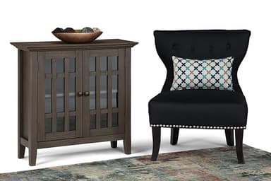 SIMPLIHOME Bedford SOLID WOOD 32 inch Wide Transitional Low Storage Media Cabinet in Farmhouse Grey for the Living Room, Entryway and Family Room - Image 12