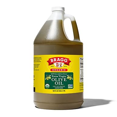 Bragg Organic Extra Virgin Olive Oil – Made with Greek Koroneiki Olives – Cold Pressed EVOO for Marinades & Vinaigrettes – USDA Certified, Non-GMO, Kosher (128 fluid Ounce) - Image 1