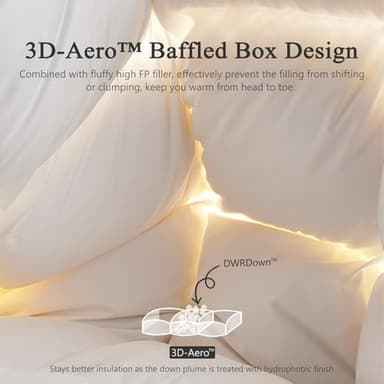DWR Superior Feather Down Comforter Oversized King Size, Ultra-Soft Rose-Silk Cotton-Blend Fabric, All Season Medium Warmth Bed Duvet Insert(120"x98", White) - Image 4