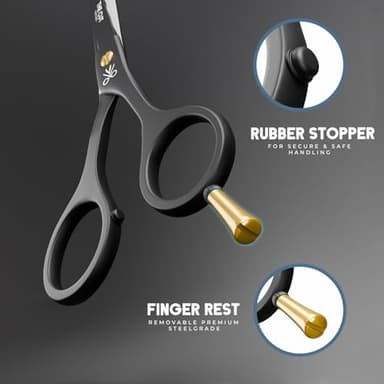 The Cut Factory® 6.5” Matte Black Luxury Hair Scissors – Ultra-Sharp High Carbon Steel Barber Shears for Men, Women & Kids – Gift-Boxed with Leather Pouch – Precision Cutting for Salon & Home - Image 3