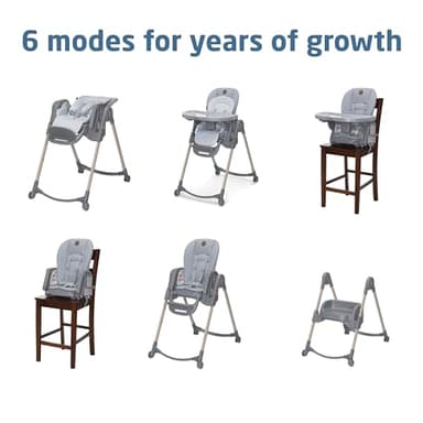 Maxi-Cosi Minla 6-in-1 High Chair for Babies & Toddlers, Portable Foldable Highchair, EcoCare Fabric, 9 Heights, 5 Reclines, 4 Tray Positions, Classic Slate - Image 6