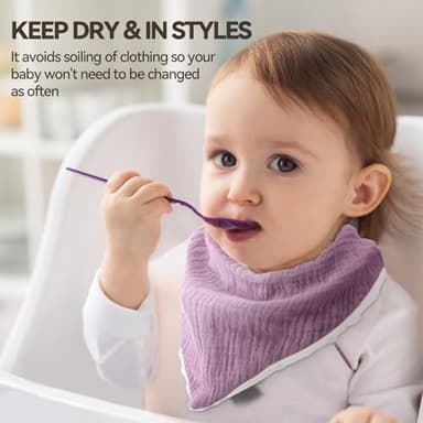 Wrrernsin Muslin Baby Bibs for Unisex Boys Girls, 10pack Cotton Drool, Adjustable Bandana Bibs for Drooling and Teething - Image 6