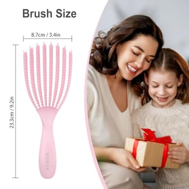 SHINLEA Detangler Brush for Curly Hair, Hairbrush for Wet Dry Thick Thin, Easily Comb Through Curl Hair and Reduces Breakage, Curly Brush for Women Men Kid (Pink) - Image 7