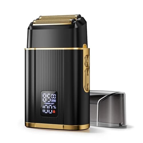 Foil Shavers for Men, High Speed Double Floating Blades Electric Razor, IPX6 Waterproof Dry/Wet, 2 Adjustable Speed Electric Shaver with LED Display, USB-C Deep Black - Image 1