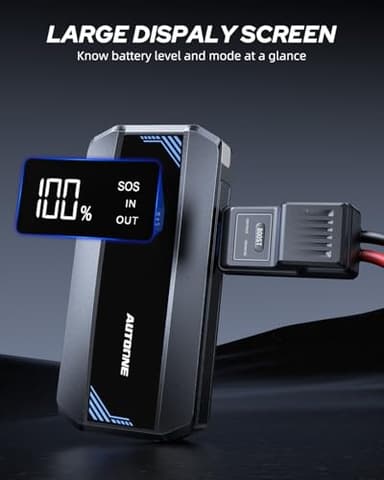 AUTOONE Car Jump Starter 5800A Battery Booster, Portable Battery Pack for All Gas 10L Diesel, 12V Jump Box with Smart Jumper Cable for Car Battery, Vehicle Lithium Starter, LCD Display, w/LED Light - Image 5