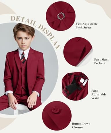 Boy Suits for Kid Tuxedo Suit Graduation Suits for Boys Toddler Slim Fit Ring Bearer Outfit Boys Suit Size 5T - Image 2