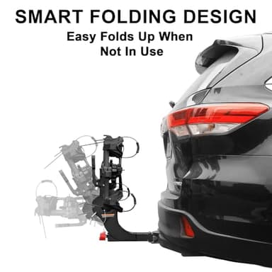 WEIZE 2 E Bike Rack Hitch Mounted, Wobble Free Smart Tilting Folding 2 Bicycle Electric Bike Racks with Lock, 2" Hitch Fits Up to 160 lbs Capacity with Up to 5.5" Fat Tires for Car, SUV, Trucks - Image 5