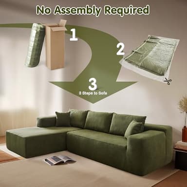 ovios 104" Cloud Sectional Couch with L-Shape Chaise,Modern Modular Sofa with Deep Seat, Upholstered Couches for Living Room Bedroom,No Assembly Required, Green (Cloud Velvet) - Image 4