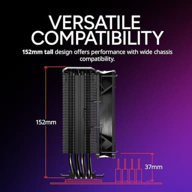 Cooler Master Hyper 212 Pro aRGB CPU Air Cooler, SickleFlow Edge 120 PWM Fan, Composite 4 Copper Heat Pipes, 152mm Tall, Sleek Top Cover, AMD Ryzen AM5|AM4, Intel LGA 1851|1700 Brackets - Image 10
