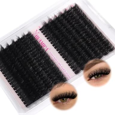 Yawamica Wispy Eyelash Clusters 12-18mm Mix 80D 100D Volume Fluffier Cluster Lashes D Curly Lash Clusters 280PCS Individual Lashes DIY Lash Extension by Self - Image 1