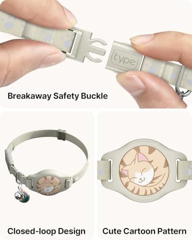 Cat Tracker Collar - Waterproof Airtag Cat Collar with Finder Tag (iOS ONLY), Compatible with Apple Find My, Breakaway Tractive Design with Reflective Pattern & Bell, Khaki(Not for Android Devices) - Image 4
