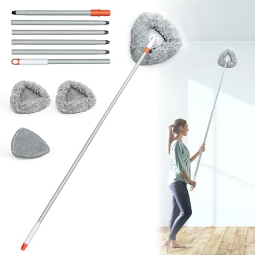 Wall Cleaner Mop with 83.5” Long Handle,Baseboard Cleaner Mop 360°Rotatable Adjustable,Ceiling Duster Tool with 3 Replacement Pads for Walls, Window, Floor - Image 1