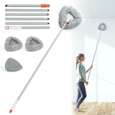 Wall Cleaner Mop with 83.5” Long Handle,Baseboard Cleaner Mop 360°Rotatable Adjustable,Ceiling Duster Tool with 3 Replacement Pads for Walls, Window, Floor - Image 1