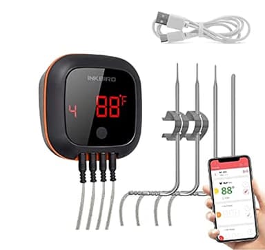 Inkbird Bluetooth Digital Wireless Meat Thermometer with 4 Probes Timer, Alarm,150 ft Barbecue Cooking Kitchen Food Meat Thermometer for Grill BBQ Smoker, Oven, Drum - Image 1
