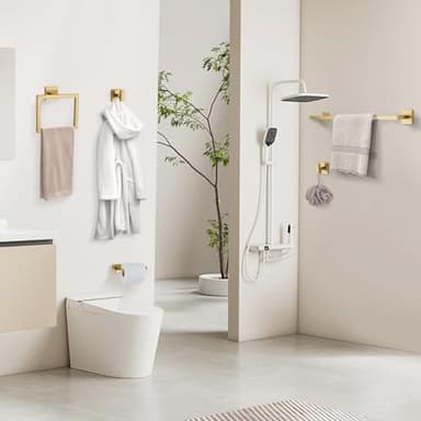 YACVCL Towel Bar Set, 5-Piece Brushed Gold Bathroom Hardware Set, Gold Bathroom Accessories Set, SUS304 Stainless Steel 23.6 Inch Towel Holder Towel Racks Set Wall Mounted - Image 9