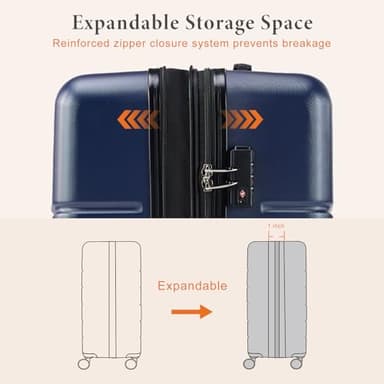 Sweetcrispy Luggage, Hard Shell ABS Suitcases with Double Spinner Wheels, Blue, 3-Piece Set (20/24/28) - Image 7