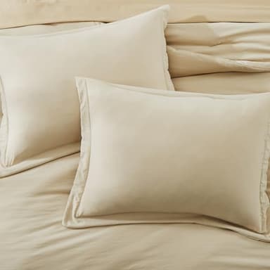 WRENSONGE Full Size Comforter Set- 7 Pieces Soft Beige Bed in a Bag Full with Fitted Sheet, Flat Sheet, 2 Pillow Shams, 2 Pillowcases, Warm Bedding Sets for All Season - Image 4