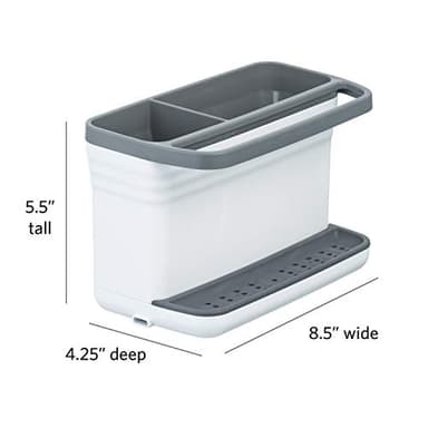 Glad Kitchen Sink Organizer Caddy with 2 Compartments | Sponge Holder for Soap, Scrubber Brush, and Dish Cloth | Drain Holes and Pour Spout Keeps Countertop Dry - Image 4