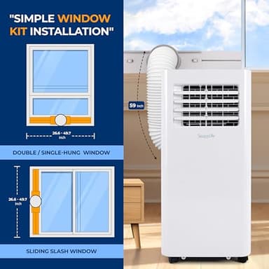 SereneLife Small Air Conditioner Portable 10,000 BTU with Built-in Dehumidifier - Portable AC unit for rooms up to 450 sq ft - WiFi app + Remote Control, Window Mount Exhaust Kit - Image 4