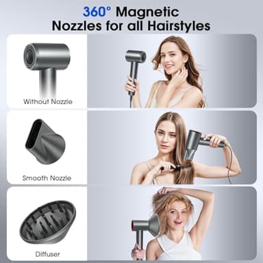 Hair Dryer, Professional Ionic Hair Dryer for Fast Drying, High Speed Hair Blow Dryer with Diffuser for Home Salon Travel, Constant Temperature Hair Care Without Hair Damage - Image 6