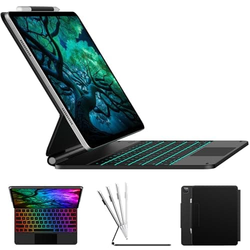 typecase Keyboard Case for iPad Air 13(M3 2025 / M2 2024) and iPad Pro 12.9 (6th, 5th, 4th, 3rd Gen),Magic Keyboard for iPad Pro 12.9,Keyboard Case with Multi-Touch Trackpad, 11 Colors Backlight,Black - Image 1