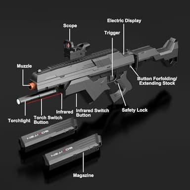 SOFITEN Toy Gun Automatic Sniper Rifle Tactical Vest Toy Foam Blaster with 150 Darts IR and Flashlight Foldable Stock The Shooting Activity Game for Kids Age 8-12 Gifts for Birthday Xmas - Image 2