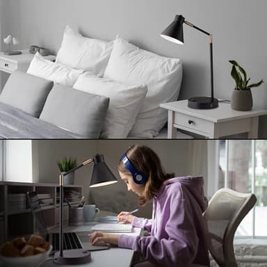 O'Bright Astrum - LED Desk Lamp with Dual USB Charging Ports, 100% Metal, 270 Degree Swivel Arms, Soft White Light (3000K), Bedside & Home Office Table Lamp, ETL Listed, Black - Image 7