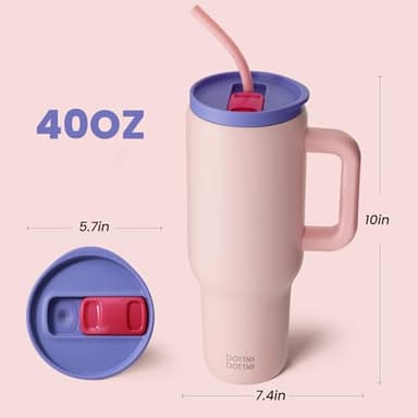 BOTTLE BOTTLE 40 oz Tumbler with Handle and Straw,Stainless Steel Vacuum Travel Mug,Car Cup with Straw, Stainless Steel Vacuum water bottle for Gifts Party Office Coffee (pinklily) - Image 4
