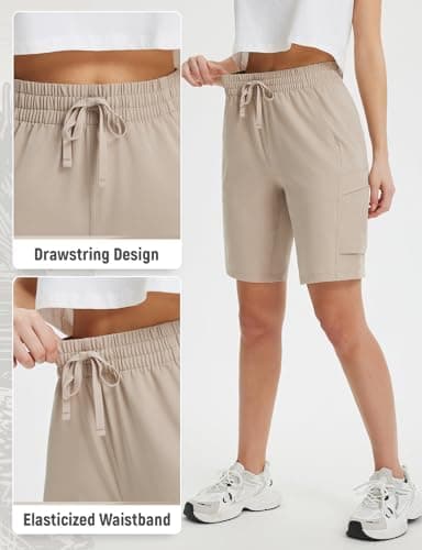 baleaf Women's 9" Cargo Shorts Hiking Water Resistant Pockets Bermuda Lightweight UPF50+ Camping Travel Outdoor - Image 6