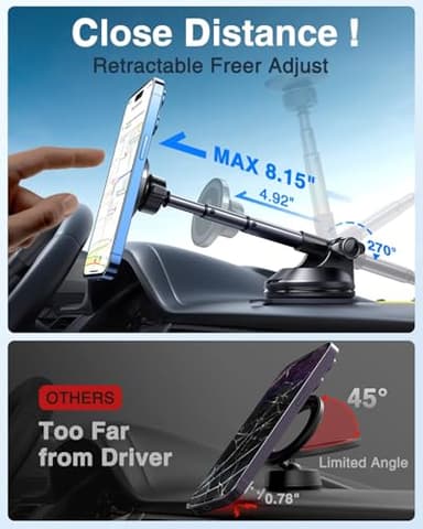 【2025 Military-Grade】VANMASS for MagSafe Car Mount【Upgraded Strongest Magnetic&Suction】Phone Holder Cell Stand for Dashboard Windshield Vent,Tesla Truck Cradle for iPhone 17 Pro Max 16 15 14 13 12 Air - Image 4