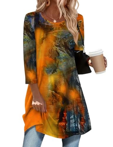 Zeagoo Women's Crew Neck Tops Casual 3/4 Sleeve T Shirts Summer Basic Tees Loose Cute Tunic Blouses Work Top - Image 1