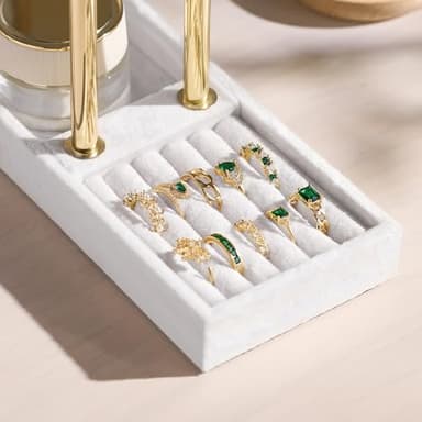 bussdis 2 Tier Bracelet Holder Display - Detachable T Bar White Velvet Bracelet Holder, Jewelry Holder Organizer for Bracelet, Necklace, Earrings, Rings - Image 7