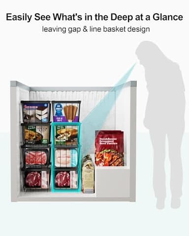 iSPECLE Freezer Organizer Bins - 8 Pack Small Stackable Deep Freezer Organizer Bins for 7 Cu.Ft Freezers Easy Get Bottom Foods without Digging, Chest Freezer Organizer Prevent Frozen Food Waste, Black - Image 5