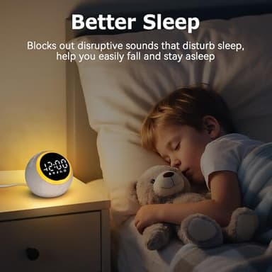 Rohent Sound Machine for Sleeping Adults: Alarm Clocks for Bedrooms, 25 Soothing Sounds, 7 Soft Wake-Up Sounds, 16 Adjustable Volume & Timer, Memory Function - Ideal for Bedroom - Image 8