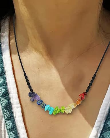 SmileBelle Chakra Jewelry Summer Necklace for Her with Adjustable Cord, Boho Crystal Necklaces Flexible be Chakra Bracelet and Crystal Anklet as Women Birthday Gifts - Image 2
