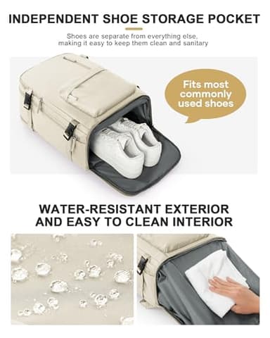 VGCUB Large Travel Work Business Backpack Carry on flight Approved 17 Inch Laptop Backpack for Women Men with Laptop Compartment Mochila de Viaje,Beige - Image 6