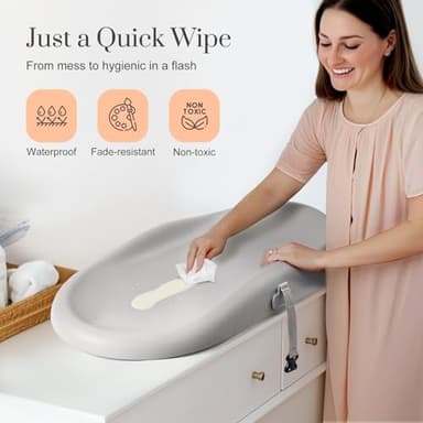 Wipe-Clean Changing Pad, Waterproof & Wipeable, Soft & Non-Slip Diaper Adjustable Safety Belt, Changing Pad for Dresser, Changing Table - Image 2