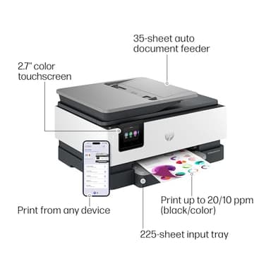 HP OfficeJet Pro 8125e Wireless All-in-One Color Inkjet Printer, Print, scan, Copy, ADF, Duplex Printing Best-for-Home Office, 3 Month Instant Ink Trial Included, AI-Enabled (405T6A) - Image 4