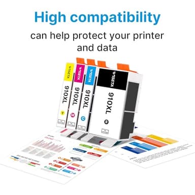 910XL Ink Cartridges for HP Printers (4-Pack) Black Cyan Magenta Yellow High-Yield Replacement for HP 910XL Ink Cartridges Combo Pack Work for OfficeJet 8010 8020 Series, Pro 8020, 8030 Series 3YQ26AN - Image 4