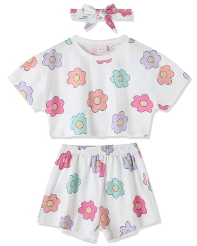WESIDOM Toddler Girl Clothes Baby Girls Outfits 6M-5T Summer Floral Print Shirt+Shorts+Headband 3pcs Baby Clothing - Image 1