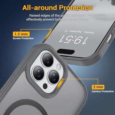 Temdan for iPhone 15 Pro Max Case, Compatible with Magsafe, Anti-Yellowing, Military-Grade Protection, Shockproof Slim Magnetic Phone Case Cover, Gray - Image 5