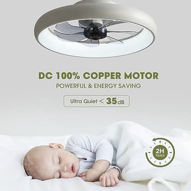 LUDOMIDE Ceiling Fans with Lights and Remote, 20'' Low Profile Flush Mount, 6 Wind Speeds, Modern Dimmable LED Ceiling Fan, Smart Ceiling Fan for Bedroom, Kids Room (White) - Image 6