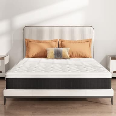 Z-hom Mattress Full Size, 10 Inch Hybrid Euro Top Bed in a Box, Individually 5-Zone Pocketed Spring Mattress for Pressure Relief & Motion Isolation, Plush Foam Innerspring, Black - Image 6